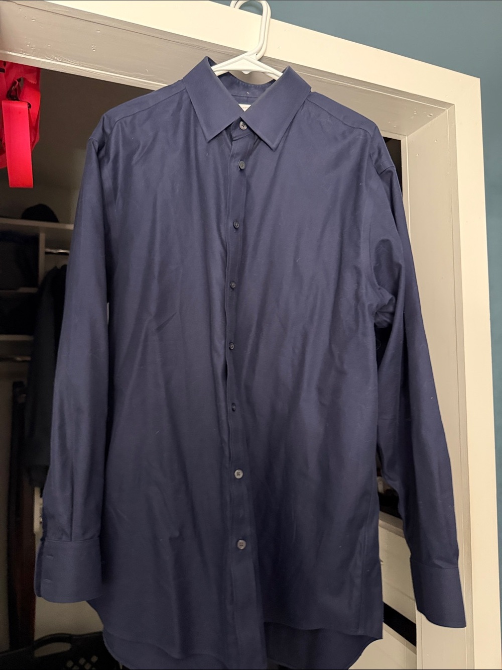 Charles Tyrwhitt Navy Blue Long-Sleeve Dress Shirt
